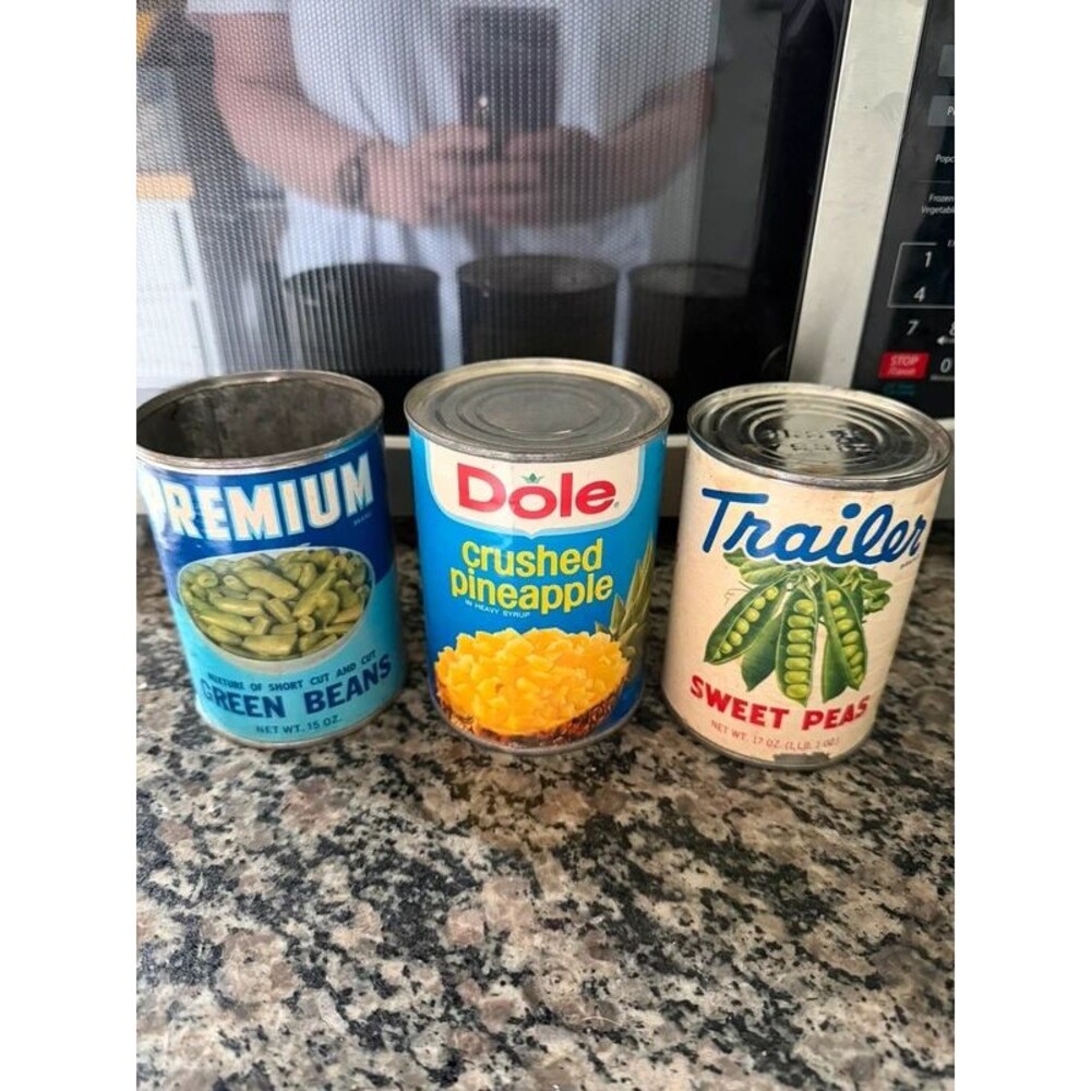 Vintage 1960s 1970s Tin Can Lot - Dole, Trailer, Premium